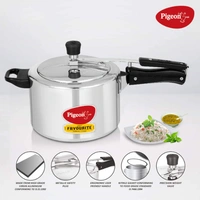 Pigeon 12092 Inner Lid Aluminium Pressure Cooker, 5L, Silver - 5L, SILVER, NA